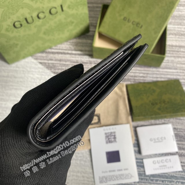 Gucci新款包包 古馳壓花全皮男士短錢包 Gucci男士短夾 625562  ydg3046